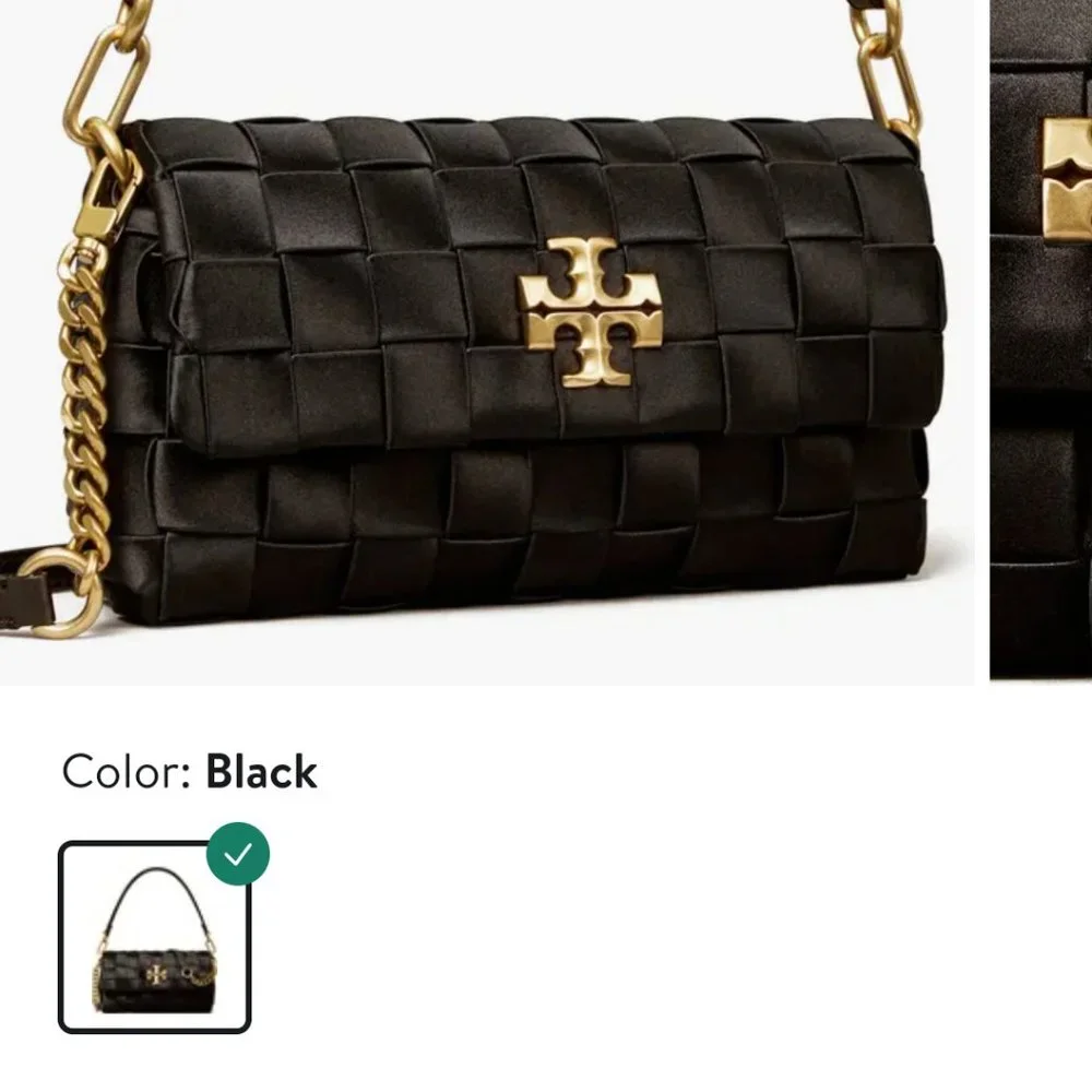 Tory Burch Women's Kira Woven Satin Flap Shoulder - Picture 3 of 6